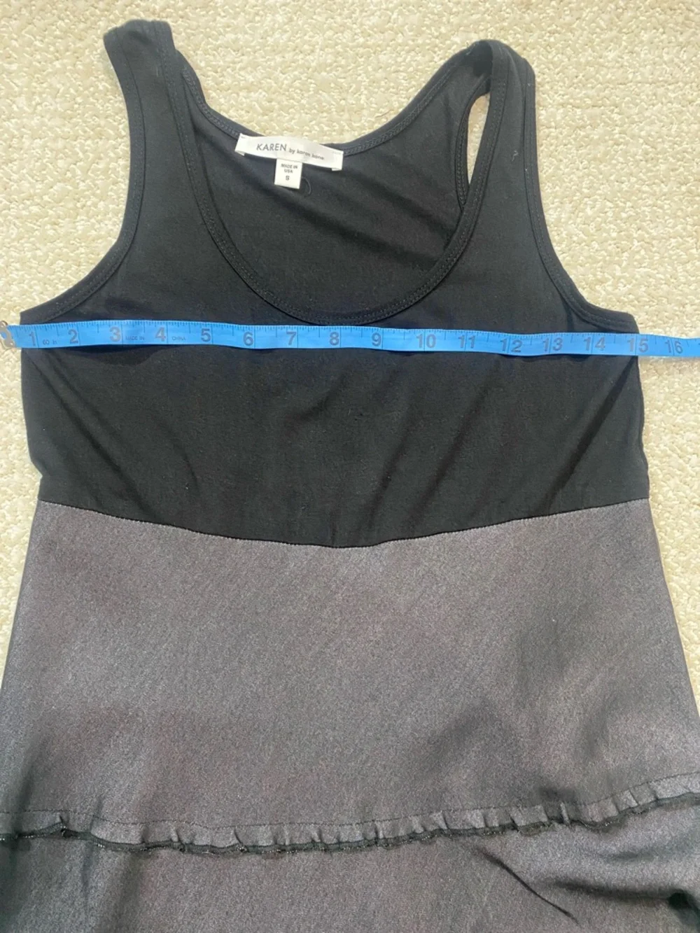 Sleeveless Black Top with Charcoal Tiered Maxi Skirt Karen by Kane Dress SizeS